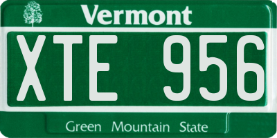 VT license plate XTE956