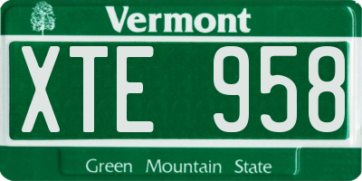 VT license plate XTE958
