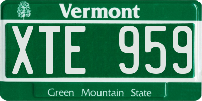VT license plate XTE959