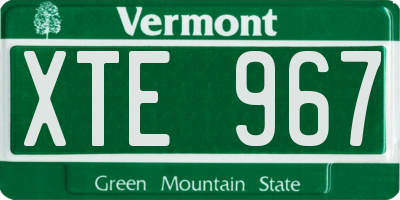 VT license plate XTE967