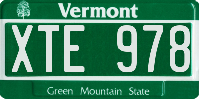 VT license plate XTE978