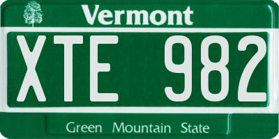 VT license plate XTE982