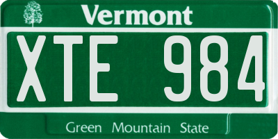 VT license plate XTE984