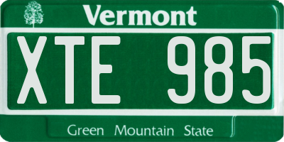 VT license plate XTE985