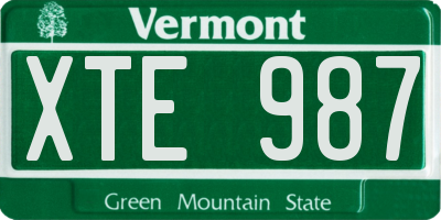 VT license plate XTE987