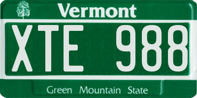 VT license plate XTE988