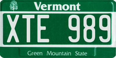 VT license plate XTE989