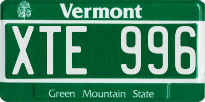 VT license plate XTE996
