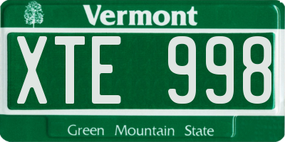VT license plate XTE998