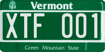 VT license plate XTF001
