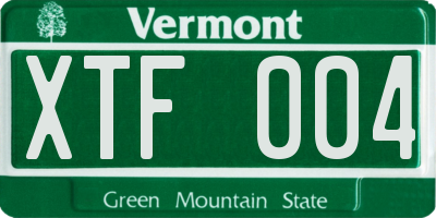VT license plate XTF004