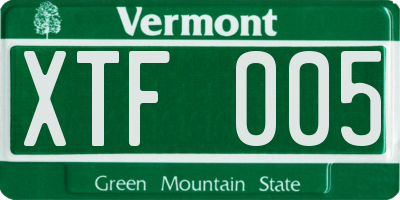 VT license plate XTF005