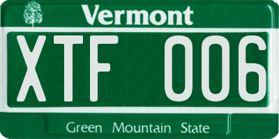 VT license plate XTF006