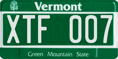 VT license plate XTF007