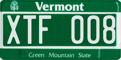 VT license plate XTF008