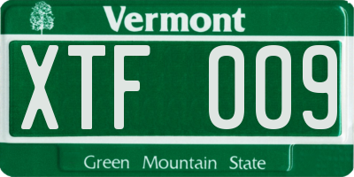VT license plate XTF009