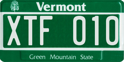 VT license plate XTF010