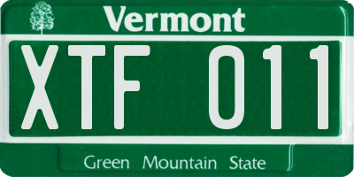 VT license plate XTF011
