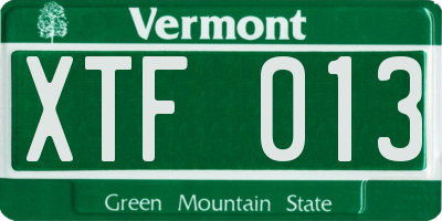 VT license plate XTF013