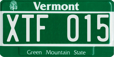 VT license plate XTF015