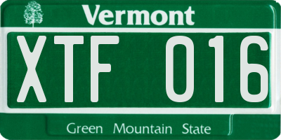 VT license plate XTF016