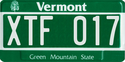 VT license plate XTF017