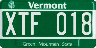 VT license plate XTF018