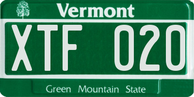VT license plate XTF020