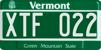 VT license plate XTF022