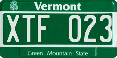 VT license plate XTF023