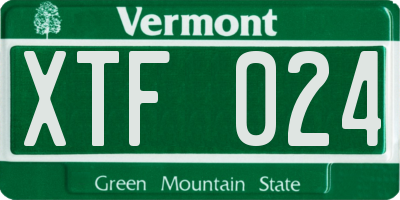 VT license plate XTF024
