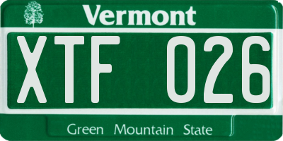 VT license plate XTF026
