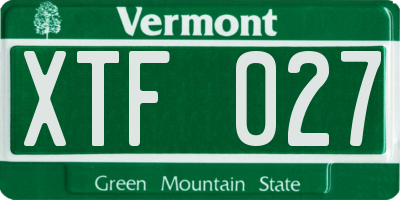 VT license plate XTF027