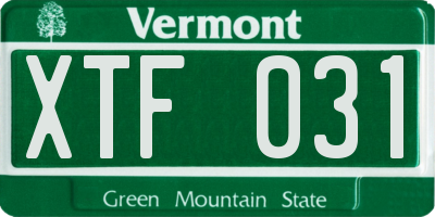 VT license plate XTF031