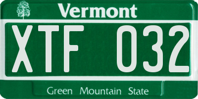 VT license plate XTF032