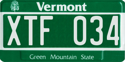 VT license plate XTF034