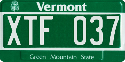 VT license plate XTF037