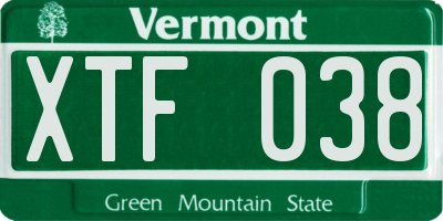 VT license plate XTF038