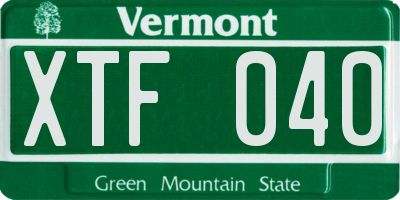 VT license plate XTF040