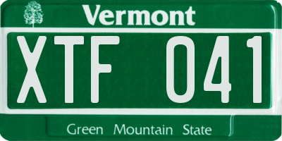 VT license plate XTF041