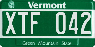 VT license plate XTF042