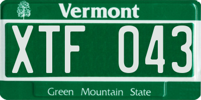 VT license plate XTF043