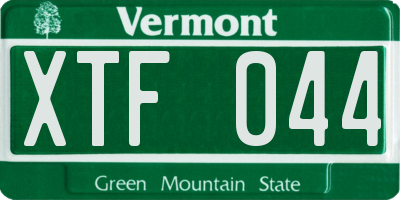 VT license plate XTF044