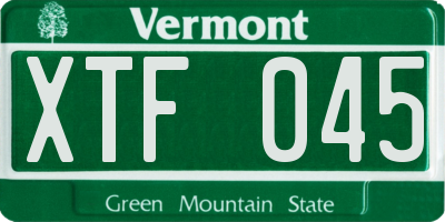 VT license plate XTF045