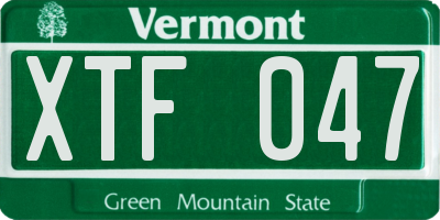 VT license plate XTF047