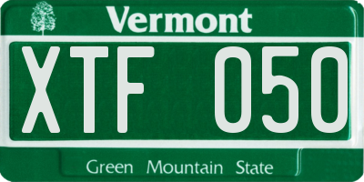 VT license plate XTF050