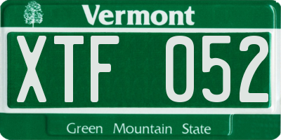 VT license plate XTF052