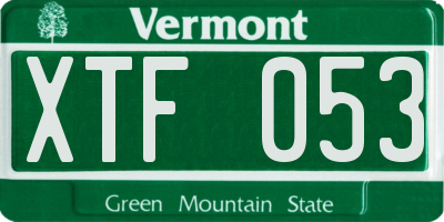 VT license plate XTF053