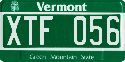 VT license plate XTF056