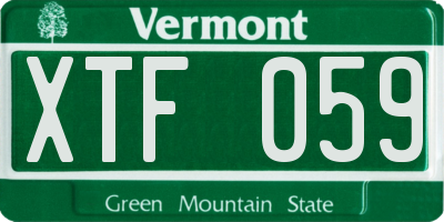 VT license plate XTF059